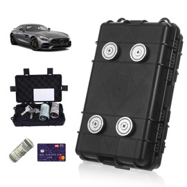 Jeqqinuz Upgraded Magnetic Key Box for Under Car Vehicles, Large Waterproof Hide A Key Magnetic Car Hider Holder, Spare Lock Box Case Accessories for Outdoor Travel, 4 Magnets, Black