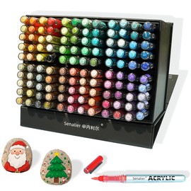 senalier 120 Colors Acrylic Markers, Soft Brush Tip Paint Pens and Paint Markers, Acrylic Pens for Wood, Stone, Canvas, Glass, Fabric, Egg, Rock Painting and DIY Crafts Art Supplies