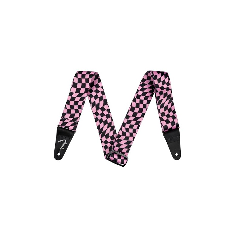 Fender Wavy Checkerboard Polyester Strap - Pink
