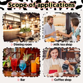 Cow Print Straws Reusable Plastic Straws Black Tumbler Straws Animal Print Cow Straws with 2 Cleaning Brush for Cow Birthday Party Supplies(26 Pieces)