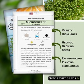 Sow Right Seeds - Cilantro Microgreen Seed for Growing - Instructions to Quickly Grow Your Own Delicious and Healthy Microgreens - Plant Indoors with no Special Equipment - Minimum of 15g per Packet