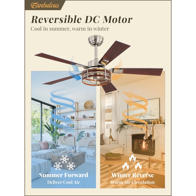 Fanbulous Farmhouse Ceiling Fans with Light, 48 Inch Bedroom Ceiling