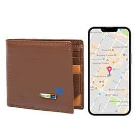 Electronic Finder Anti-Lost Bluetooth Wallet Tracker, Mens Wallet with GPS Position Locator & Finder (Carbon Black) (Brown)