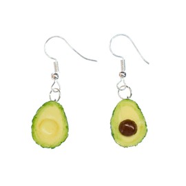 Miniblings Avocado Party Earrings – Handmade Fashion Jewellery I Summer Holidays – Earrings Silver-Plated, Cotton