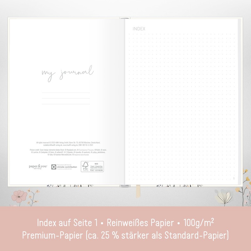 Häfft paper&you® Dotted Journal A5 Notebook Polka Dot "Flower Joy"