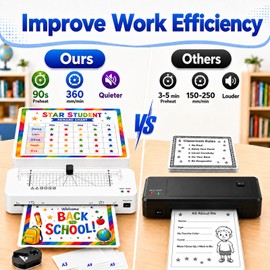 Laminator, A3 Laminator Machine with Built-in Trimmer, 70 Seconds Quick Warm-Up, Cold and Thermal Laminating with 50 Sheets, NTC Technology for Home Office School