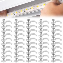 ZEPIQOR Pack of 50 Transparent LED Strip Holder for 10 mm Waterproof LED, Strip Screws Included