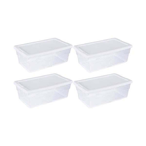 Sterilite Storage Box 13.5" X 8.3" X 4.8", 6 Qt. Clear - Pack of 4