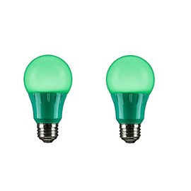 Sunlite 80146 Green LED A19 3 Watt Medium Base 120 Volt UL Listed LED Light Bulb, last 25,000 Hours - 2 Pack