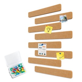 Uoisaiko Felt Pin Board Bar 33cm x 5cm, 8 Pack Cork Board Bulletin Board Strips with 40 Push Pins, Home Office Memo Notice Boards Felt Wall Tiles