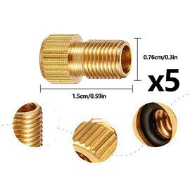 AOYEGIC Pack of 5 Bicycle Valve Adapters, Brass Valve Adapter, French Air Pump Valve, Car Valve Caps with Sealing Ring, Bicycle Accessories, for Bicycle Pump Floor Pump
