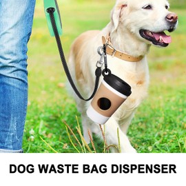 Poop Bag Holder | Coffee Cup Dog Poop Bags Rolls Holder | Doggy Pet Garbage Carrier, Lightweight Organizer with Carabiner Clip for Outdoor Walking, Park, Travel