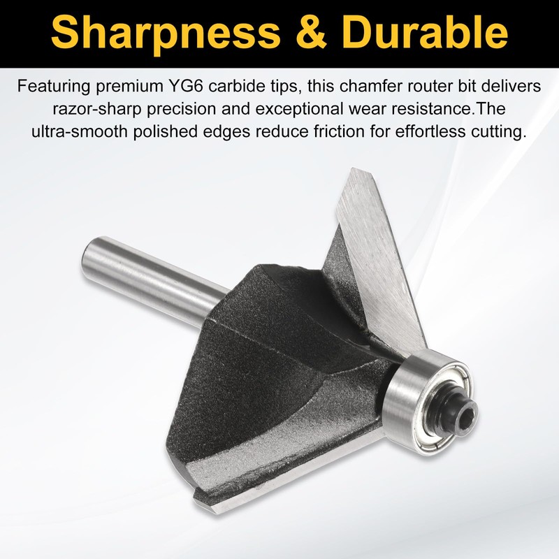 sourcing map 2pcs 45 Degree Chamfer Router Bit 1/4 Inch