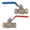 2pk 15mm Lever Ball Valve Blue & Red Handle Brass