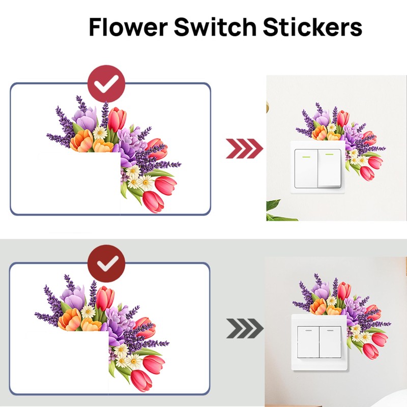 Flower Switch Stickers Unique Floral Light Switch Decals Decor Wall