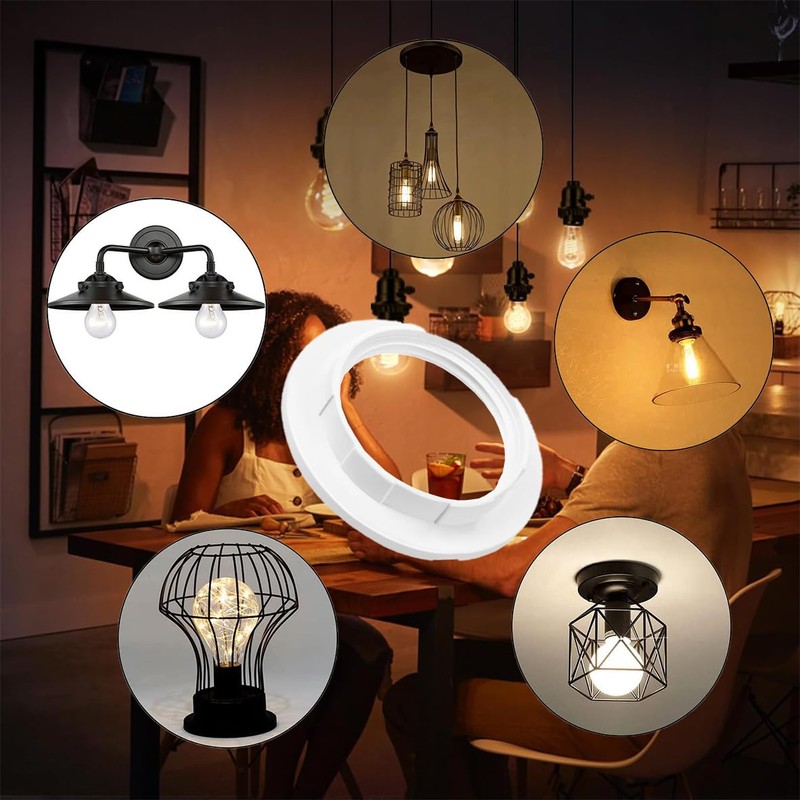 Lamp Shade Adapter Ring, White Light Socket Ring, Retaining Rings