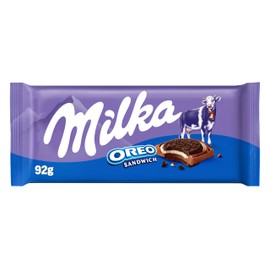 Milka Milk Chocolate with Oreo Vanilla Flavour Cookies, 92g