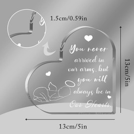 Regalos de aborto espontáneo para madres, regalos de condolencia, regalos de condolencia, letrero acrílico conmemorativo en forma de corazón, regalo de duelo con sentimiento, duelo conmemorativo infantil, funeral en memoria de la pérdida del bebé