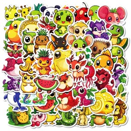 Cute Food Animal Stickers for Laptop(50 Pcs),Gift for Kids Teens Adults Girl,Cute Animal Waterproof Stickers for Water Bottle,Vinyl Stickers for Scrapbook,Journal,Dairy,Skateboard