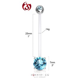 14G 1" Pregnancy Bioflex Adjustable & Flexible Double Jeweled CZ Maternity Belly Button Ring, Bioflex, cubic-zirconia