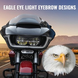 LUXEMOTO Headlight Eyebrow Sticker Cover for Road Glide, Black Headlight Cover Trim Eyebrow Eyelids Upper Tip Motorcycle Upper Visor Decoration Cover for Harley Road Glide 2015-2023 Accessories