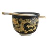 Black And Yellow Dragon King Ceramic Donburi Ramen Bowl With