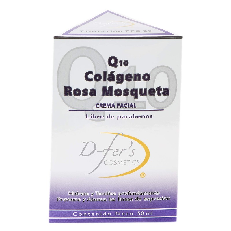 Crema Facial, Q10 Colageno Rosa Mosqueta. Protección FPS 20 50