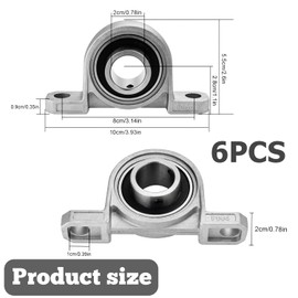 WIYETY Set of 6 Ball Bearing Block: Pillow Block Bearing Set Flange Bearing Zinc Alloy Bearing Block 20 mm Zinc Alloy Shaft Bearing for Axle Machine Shaft Housing Bearing (Silver)