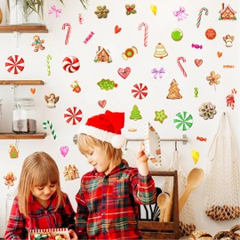 Christmas Ornaments Wall Decals Peel and Stick Christmas Candy Wall Stickers Removable Candy Cane Wall Stickers Peppermint Floor Decals Xmas Candyland Home Decor Holiday Party Decorations