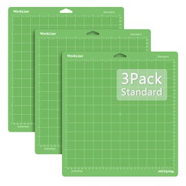 WORKLION 12x12 Cutting Mat for Cricut: (Standard adhesive, 3 Mats) Cricut Explore One/Air/Air 2/Maker Standard Adhesive Sticky Green Quilting Cricket Replacement Cut Mats