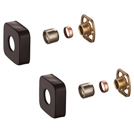 KINGBATH™ Bar Valve Fixing Kits Brackets with Square SS Matt Black Cover Shrouds Escutcheons 3/4” Inch Connections BSP 15mm Wall Mounted Fast Fix Kit Bracket for Thermostatic Shower Bar Valve Mixer