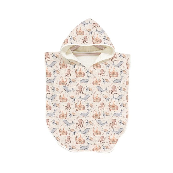 Beach baby london Hooded Unisex Sea Life Muslin Poncho Soft