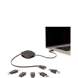 Emerge Tech ReTrak ETPRU6M Universal USB Extension Retractable Cord, Black, 6 feet