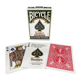 Hesslers (RED) Rider Back Playing Cards, Unique Four-Color Suites (Includes Poker Hand Reference Cards)