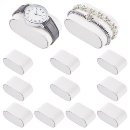 PH PandaHall Pack of 12 White Faux Leather Watch Cushion Inserts for Box Case Bangle Cushion for Sale Bracelet Display Exhibition 7.4 x 4.2 x 3.75 cm