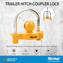 RETRUE Universal Coupler Lock Trailer Locks Ball Hitch Trailer Hitch Lock Adjustable Security Heavy-Duty Steel Fits 1-7/8 Inch, 2 Inch, 2-5/16 Inch Couplers (Pack of 2)