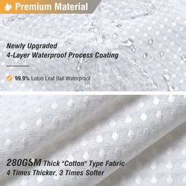 BTTN 180x200cm Drop Long Waffle Shower Curtain, Extra Long Mould Proof Resistant Heavy Duty Fabric Wet room Shower Curtains, Waterproof Weighted Cloth Shower Curtain Set with 12 Plastic Hooks - White