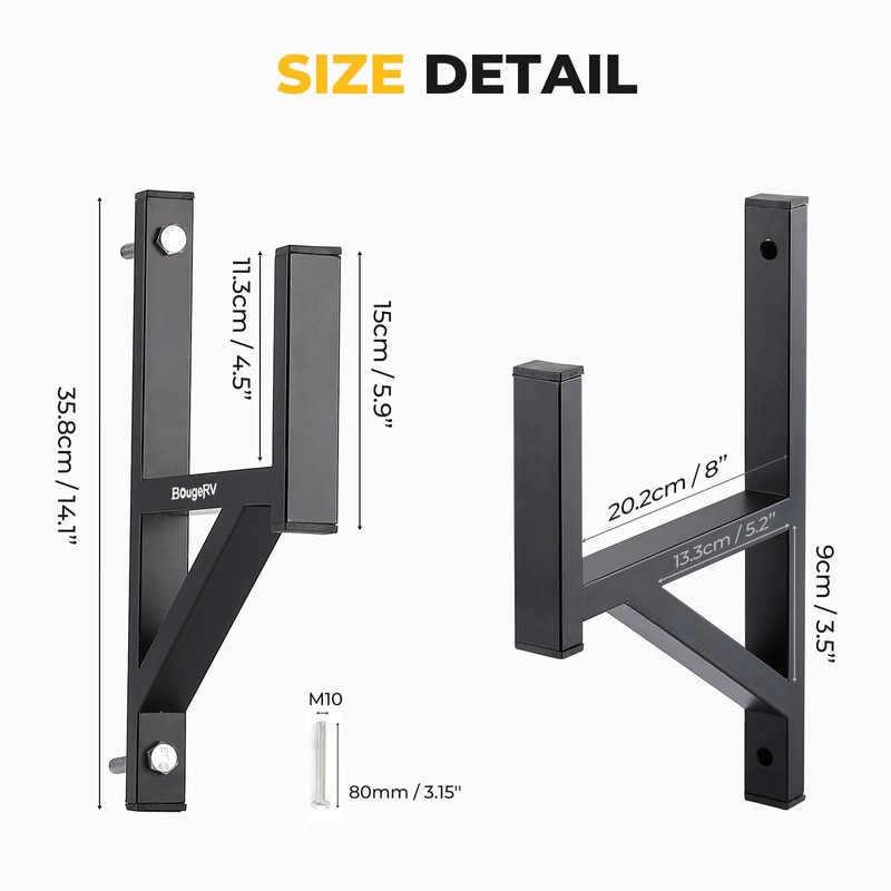 BougeRV Side Mount Trailer Ladder Rack, 4 Racks Heavy Duty