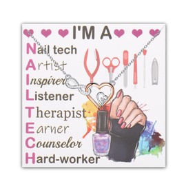PLITI Nail Tech Gift Manicurist Graduation Gift Nail Boss Gift Nail Stylist Gift Infinity Heart Necklace for Nail Artists, Stainless Steel