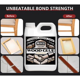 Meuvcol Wood Glue 1 Gallon, Ultimate Wood Glue for Furniture Heavy Duty, Furniture Glue for Woodworking,Crafts, Clear Strongest Glue for Wood, Extra Strength White Adhesive for Cabinets, Chair Legs