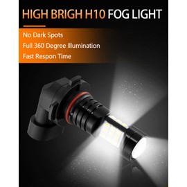 MEALAM 6000K Xenon White H10 9145 9140 LED Fog Lights Bulb 2400 Lumens Per Pair Halogen Lamps Replacement Compatible with 2007 2008 2009 2010 2012 2013 Toyota Tundra, Pack of 2