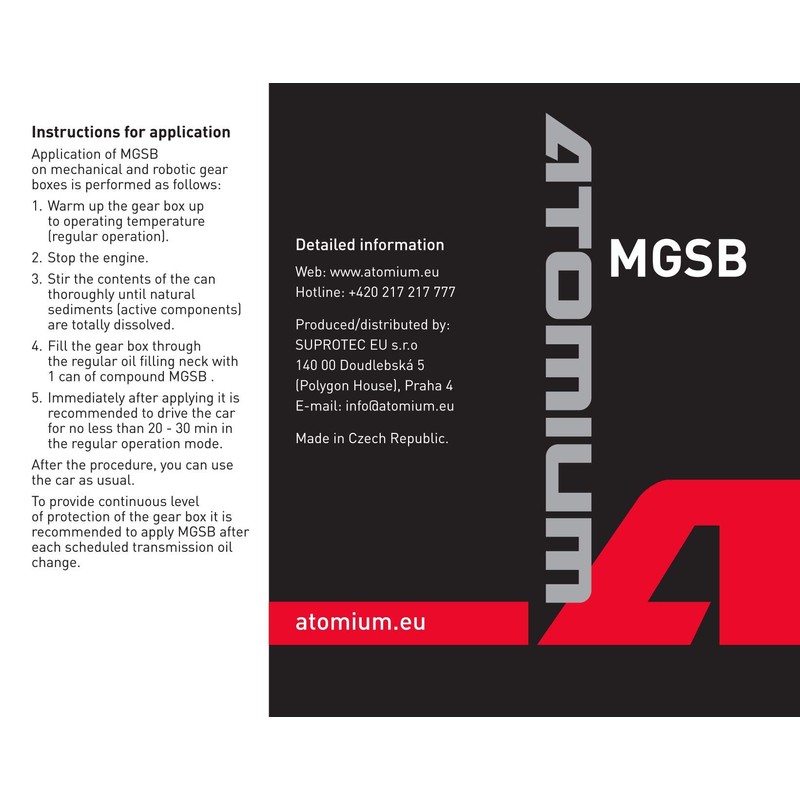 ATOMIUM™ MGSB Additive for Manual Transmission - for Front Axles,
