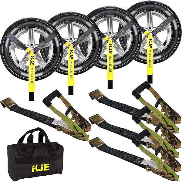 KJE 4 Pack Car Tie Down Straps for Trailers -