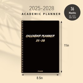 Monthly Planner 2025-2028, 2025 Calendar 36 Months Planner With Monthly Tabs, July 2025- June 2028, 8.5" x 11", 3 Years Academic Planner Hard PVC Cover with Spiral Bound, Perfect for School & Office for Women & Men
