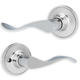 XFORT Cabriole Passage Knob Set Polished Chrome, Door Knob for Internal Wooden Doors, Complete Set with Tubular Latch