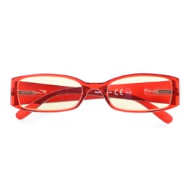 Computer Glasses for Women with Yellow Blue Light Filter Lens Reading Eyeglasses(Red) +1.25