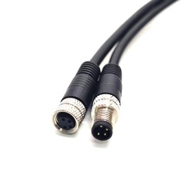 Keisnoaja 2 Pcs M8 4 Pin Serial Cable 180 Degree Male to Female Plug Connector, Waterproof Connector (2M)