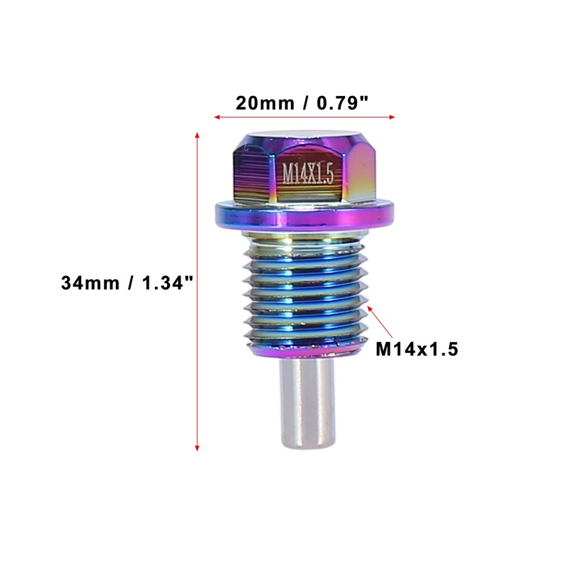 X AUTOHAUX 2 Set M14x1.5 Multicolor Magnetic Oil Drain Plug