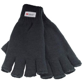 Undercover Men's 1 Pair Knitted Fingerless Thinsulate Gloves GL131UCL Black L/XL