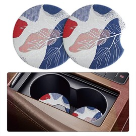 Moly Magnolia 2 Pack Car Coasters for Drinks Absorbent - 2.75 Inch Cute Car Cup Holder Coasters for Women, Removable Cup Holder Coaster for Women Girls, Car Interior Accessories (Style K)